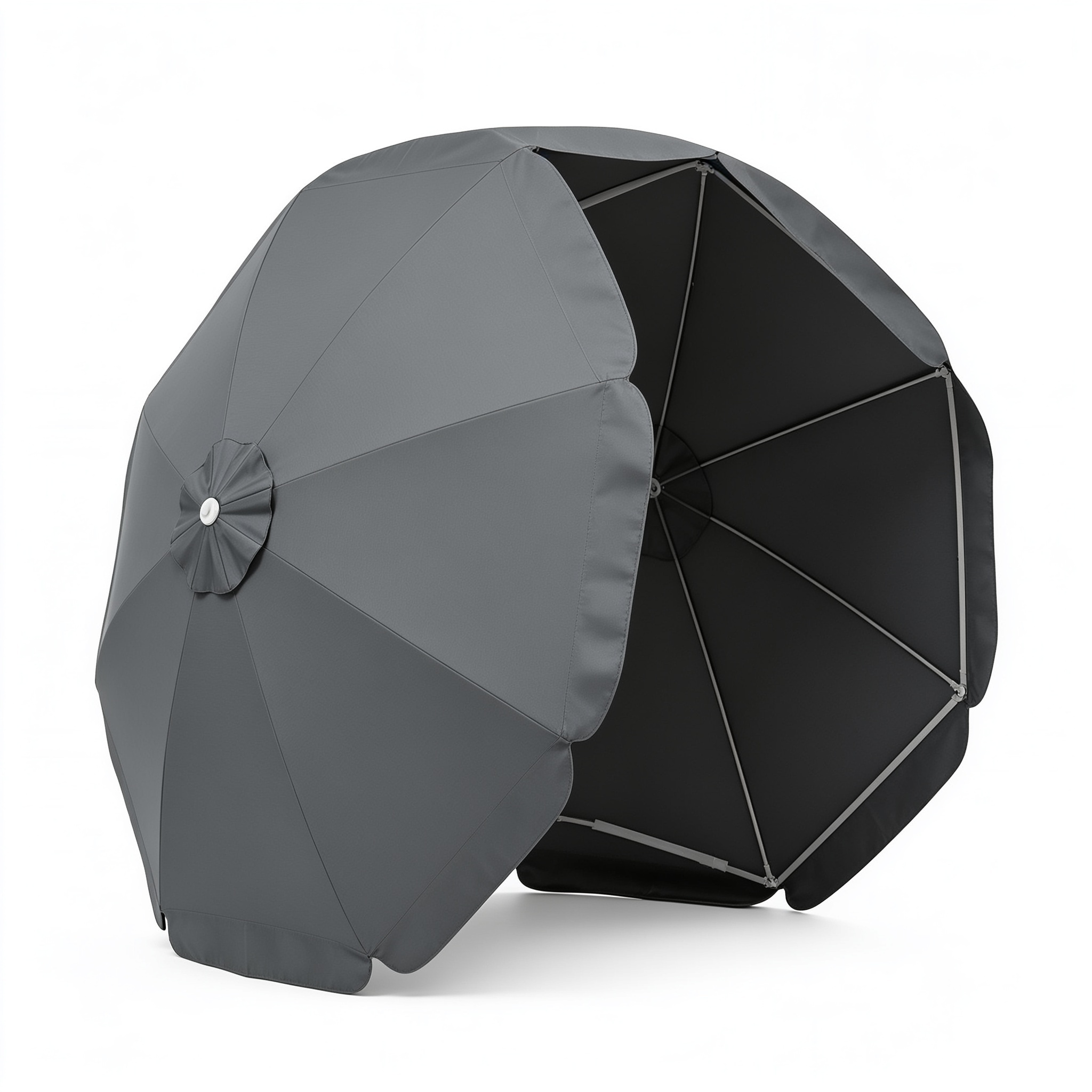 Fghara Sonnenschirm Schutzhülle bis Ø 3 m - Funktionelle Sonnenschirmhülle mit Reißverschluss und Stab - Strapazierfähige Polyester Schirmabdeckung, Anthrazit
